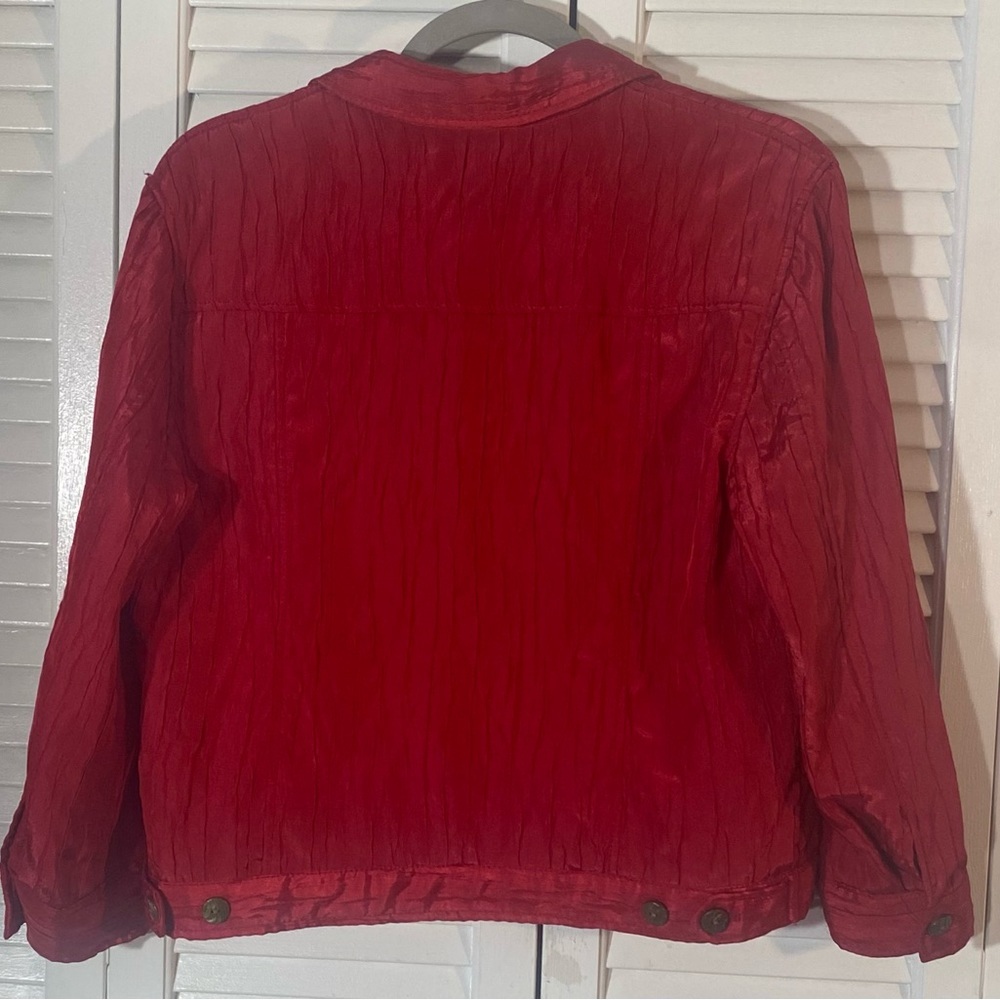 Ruby Rd Jacket Size 10 Red Textured Chest Pockets - image 6